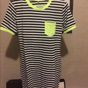 Shirt dress trimmed in neon yellow green